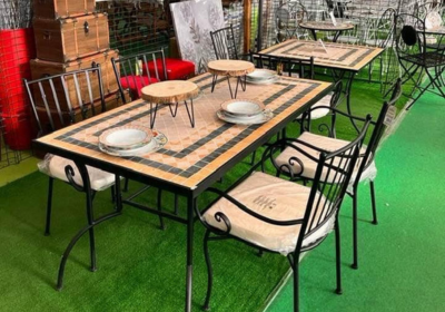 Ecogarden arredo terrazzo giardino tavoli sedie maiolica rettangolare